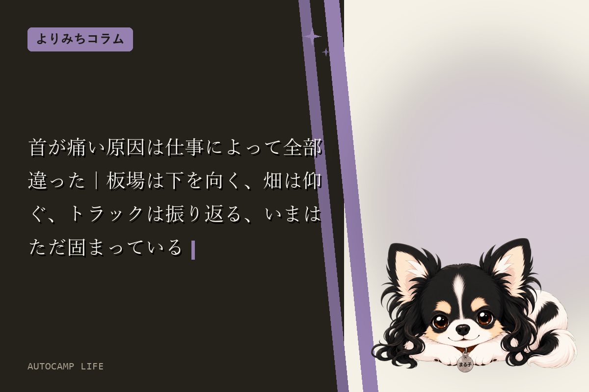 首が痛い原因は仕事によって全部違った|板場は下を向く、畑は仰ぐ、トラックは振り返る、いまはただ固まっている
